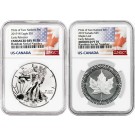 2019 Pride Of Two Nations 1 oz Silver American Eagle & Canadian Maple NGC PF70 