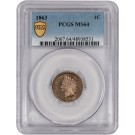 1863 1C Copper Nickel Indian Head Cent PCGS Secure Gold Shield MS64 Coin #531