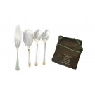 Christofle France Atlantide Silver Plated Gold Accent 4pc Hostess Serving Set