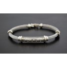 Philippe Charriol Sterling Silver Steel .10 tcw Diamond Cable Bracelet Size 7.25