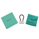 Tiffany & Co 1837 925 Sterling Silver Black Rubber Padlock Valet Key Ring 