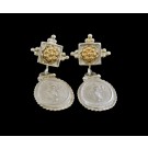 Pair Of Tagliamonte Italy 14k Yellow Gold Sterling Silver Drop Dangle Earrings