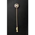 Antique Art Nouveau 10k Gold Platinum .10 tcw Rose Cut Diamond Pearl Stick Pin