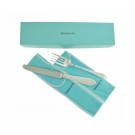 Set Of 2 Tiffany & Co Faneuil 925 Sterling Silver Dessert Fork & Knife Box Pouch