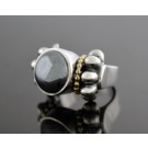 Lagos Caviar 18k Yellow Gold 925 Sterling Silver Cabochon Hematite Ring Size 7