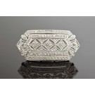 Signed Samuel Benham BJC Art Deco Style 14k White Gold 1 tcw Diamond Brooch Pin