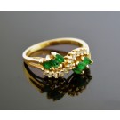 Vintage Signed BH Effy 14k Yellow Gold .35 tcw Diamond Emerald Ring Size 6.5
