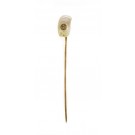 Art Nouveau 10k Gold .10ct Old Euro Champagne Diamond Baroque Pearl Stick Pin