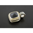 David Yurman Albion Sterling Silver .23 tcw Diamond Onyx Pendant For Necklace 