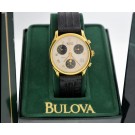Vintage Bulova 33.5mm Gold Tone Steel Quartz Watch Chronograph NEEDS SERVICING