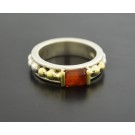 Vintage Lagos Caviar 18k Gold Sterling Silver Citrine Stackable Ring Size 6.75