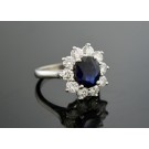 GIA Certified 2.44ct Unheated Australian Sapphire Diamond Platinum Ring Size 5.5