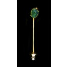 Antique Art Deco Egyptian Revival 14k Gold Green Enamel Scarab Beetle Stick Pin