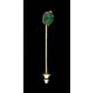 Antique Art Deco Egyptian Revival 14k Gold Green Enamel Scarab Beetle Stick Pin