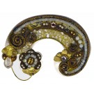 Vintage Signed Ayala Bar Israel Silver Tone Brass Mosaic Costume Brooch Pin