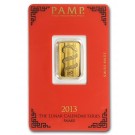 2013 PAMP Suisse Lunar Calendar Series Snake 5 Gram .9999 Fine Gold Bar In Assay