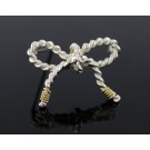 Vintage Tiffany & Co 18k Yellow Gold 925 Sterling Silver Bow Ribbon Brooch Pin