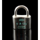 Tiffany & Co 1837 Sterling Silver Blue Enamel Padlock Charm Pendant