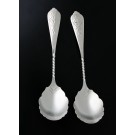 1882 Pair Of Dutch JM Van Kempen & Zonen .833 Silver Diamond Cut Spoons 6.25"