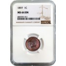 1897 1C Indian Head Cent NGC MS64 BN Brown Brilliant Uncirculated Toned Coin