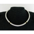 Vintage David Yurman Metro Cable 14k Gold Sterling Silver 7mm Collar Necklace 15