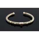 David Yurman Renaissance 14k Gold Sterling Silver 5mm Multi Stone Cuff Bracelet