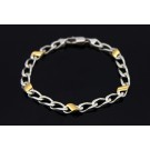 Tiffany & Co Italy 18k Gold Sterling Silver Curb Link Cuban Chain Bracelet 7.25"