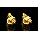 Pair Of Tiffany & Co Twist 18k Yellow Gold 9mm Love Knot Stud Earrings