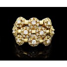 Sonia Bitton 14k Yellow Gold Flex Diamond Cluster Halo Cocktail Ring Size 6.25