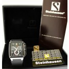 Steinhausen Chronograph 37mm Black PVD Steel Analog Dial Tank Quartz Watch
