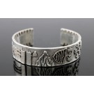 Old Pawn Navajo Native American 925 Sterling Silver Storyteller Cuff Bracelet