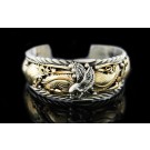 Allen Chee Navajo Native American 925 Sterling Silver Gold Filled Cuff Bracelet