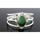 Vintage 1988 Carol Felley .925 Sterling Silver Nephrite Cuff Bracelet Size 6.25"