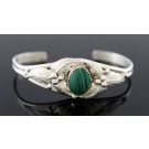 Jesse V Jack Whittaker Native American Sterling Silver Malachite Cuff Bracelet 
