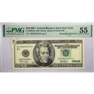 Series Of 2001 $20 FRN New York Fr#2088-B Butterfly Fold Error Note PMG AU55