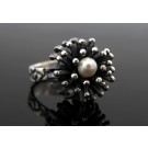 Vintage Brutalist Modernist 925 Sterling Silver Pearl Ring Size 6.25 13.2g