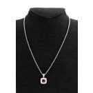 David Yurman Albion 18k Sterling Silver 11mm Garnet Pave Diamond Necklace 17" 