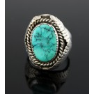 Old Pawn LY Navajo Native American 925 Sterling Silver Turquoise Ring Size 10.25