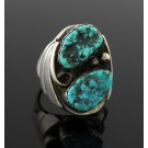 Old Pawn Navajo Native American Sterling Silver Turquoise Ring Size 10.5 18.7g