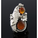 Old Pawn Navajo Native American 925 Sterling Silver Amber Ring Size 9 17.5g