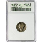 1916 D 10C Mercury Dime Silver ANACS AG Details Damaged Bent Old Soapbox