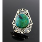 Old Pawn MFG Navajo Native American Sterling Silver Blue Green Turquoise Ring
