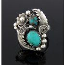 Old Pawn Navajo Native American 925 Sterling Silver Turquoise Ring Size 9 10.6g