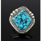 Old Pawn Navajo Native American Sterling Silver Turquoise Ring Size 7.75 10.3g
