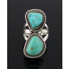 Old Pawn Navajo Native American Sterling Silver Turquoise Ring Size 5.5 10.3g
