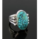 Old Pawn Roie Jaque Navajo Native American Sterling Silver Turquoise Ring 7.25