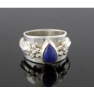 Vintage 1992 Carol Felley 925 Sterling Silver Lapis Lazuli Flower Ring Size 7