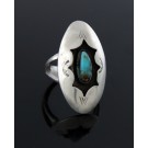 Old Pawn AC Navajo Native American Sterling Silver Turquoise Ring Size 7.25 6.9g