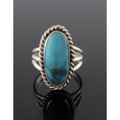 Old Pawn AM Navajo Native American Sterling Silver Turquoise Ring Size 6.25 5.4g