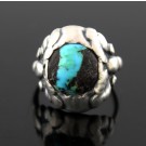Antique 1910-1925 Georg Jensen #11 Denmark 830 Fine Silver Turquoise Ring Size 7